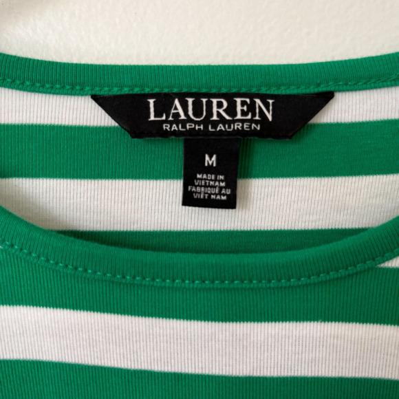 Lauren Ralph Lauren Black Label Striped Kelly Green Long Sleeve Top Women Medium - Picture 4 of 11